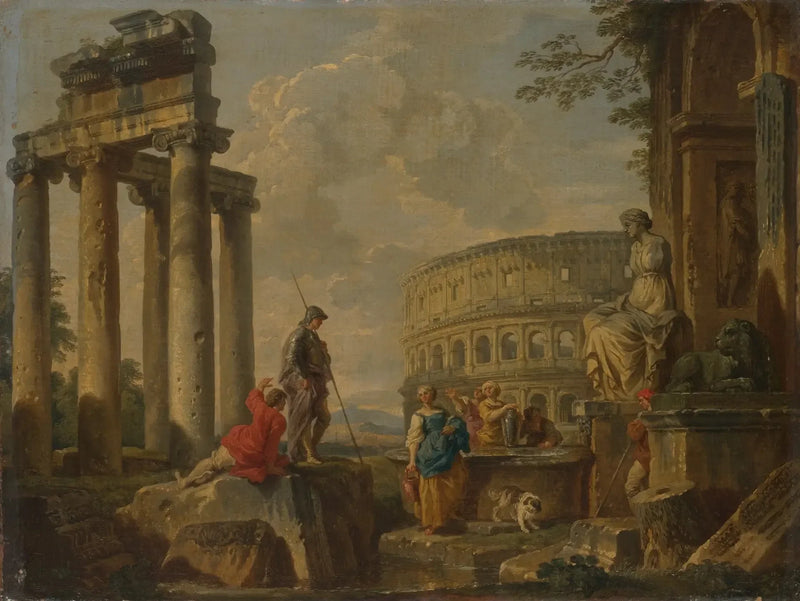 O Coliseu entre as ruínas romanas - Giovanni Paolo Panini