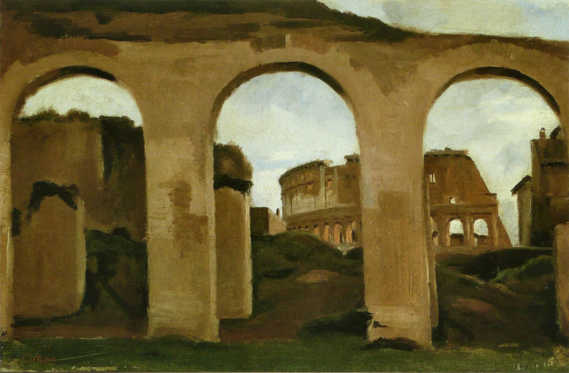 O Coliseu, visto através dos arcos da Basílica de Constantino - Jean-Baptiste Camille Corot