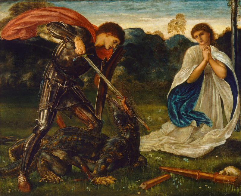 O combate: São Jorge mata o dragão - Edward Burne-Jones