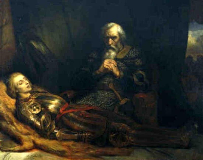O conde Eberhard de Württemberg chora ao lado do corpo de seu filho - Ary Scheffer