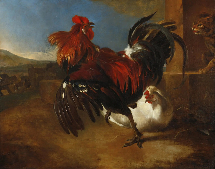 O galo zangado no galinheiro - Melchior de Hondecoeter