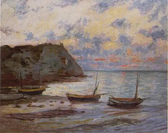O pôr do sol em Etretat - Claude Monet