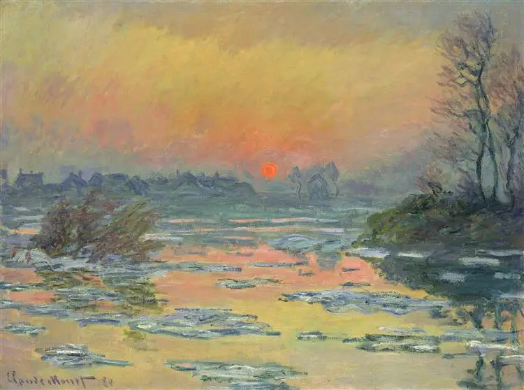 O pôr do sol sobre o Sena no inverno - Claude Monet