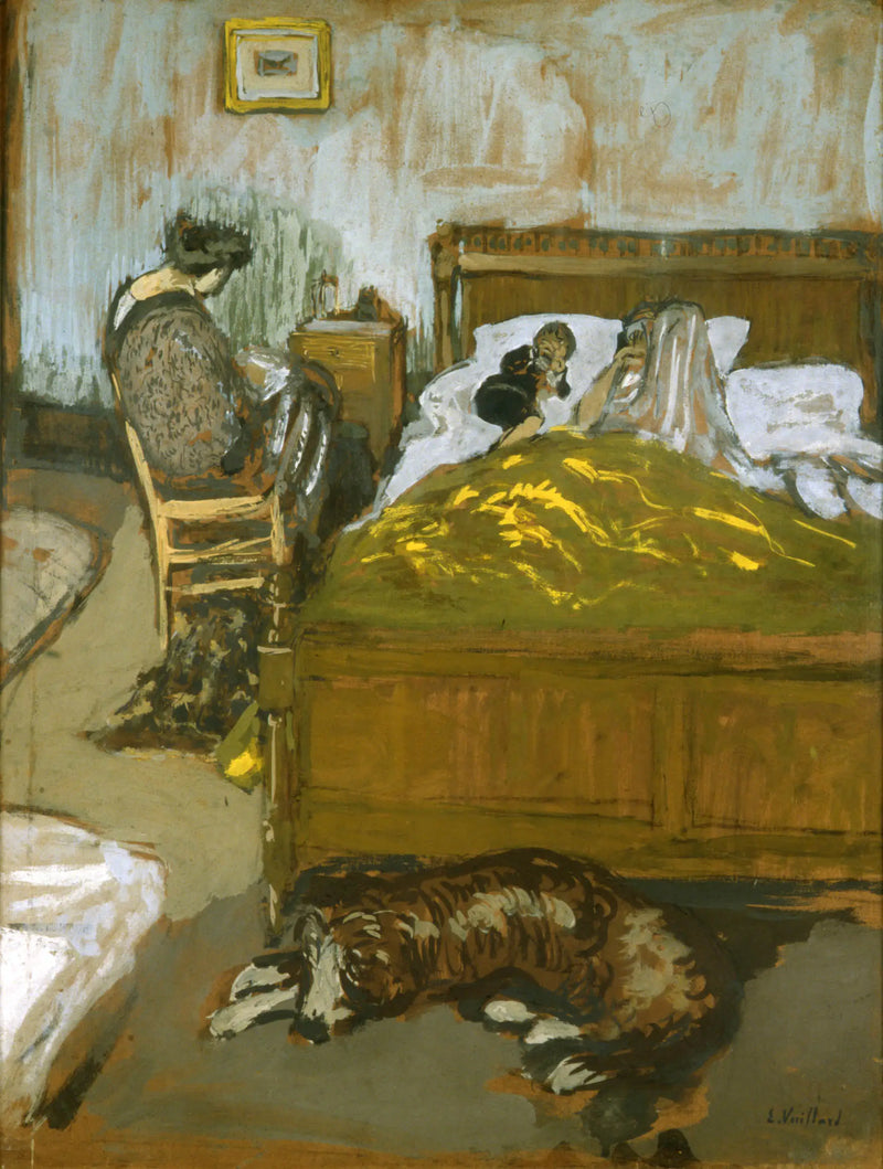 A capa de cama amarela - Édouard Vuillard