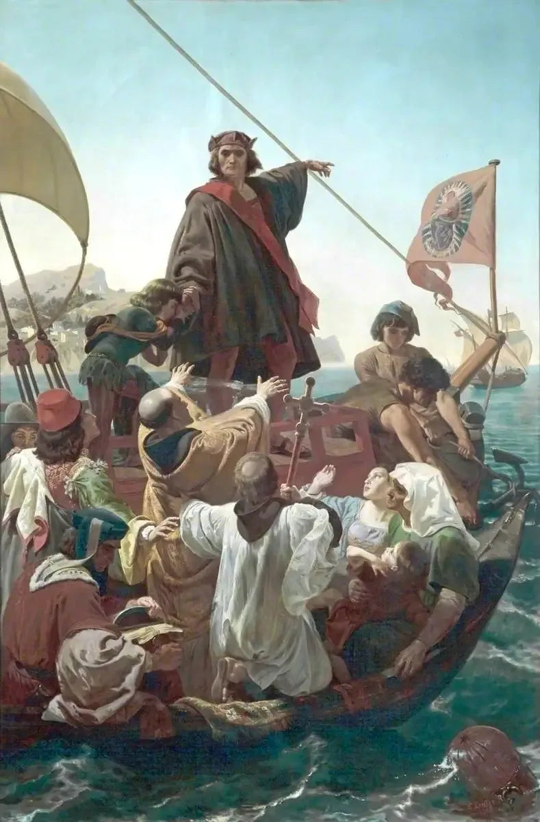 A partida de Colombo de Palos, na Espanha, em 1492 - Emanuel Leutze