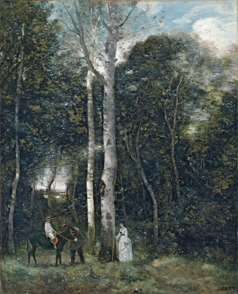 Partida para o passeio dos leões, em Port-Marly - Jean-Baptiste Camille Corot