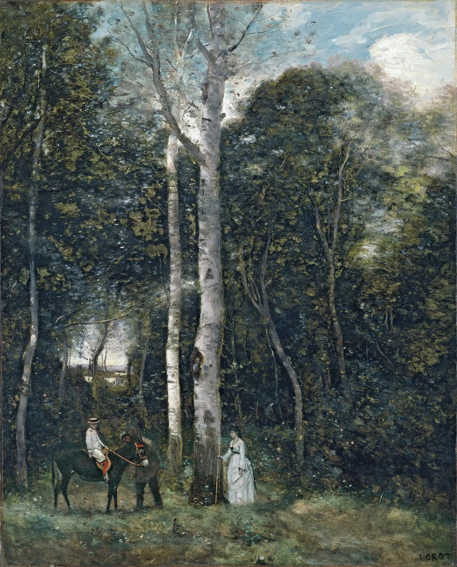 Partida para o passeio dos leões, em Port-Marly - Jean-Baptiste Camille Corot