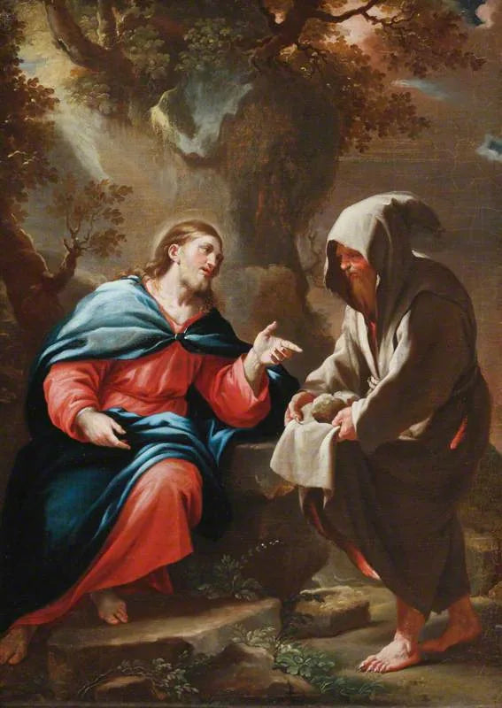 O diabo tentando Cristo transformar pedras em pão - Luca Giordano