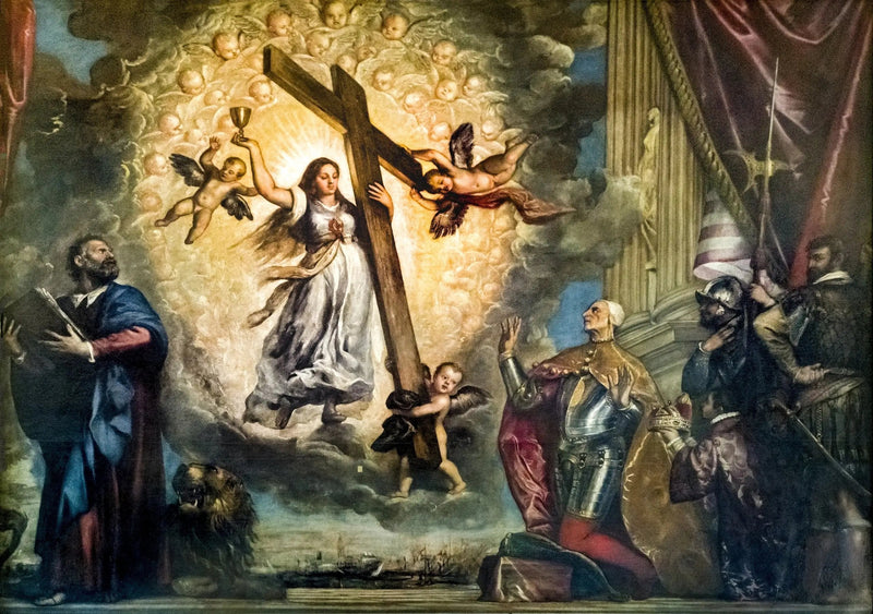 O doge Antonio Grimani ajoelhado diante da fé - Titian