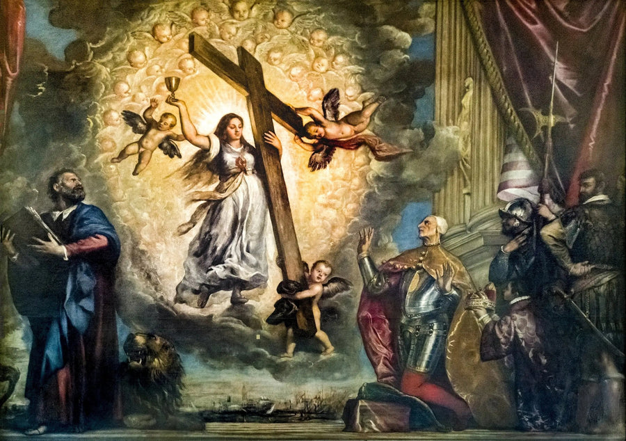 O doge Antonio Grimani ajoelhado diante da fé - Titian