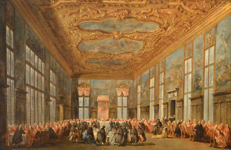 O doge de Veneza almoça com os embaixadores - Francesco Guardi
