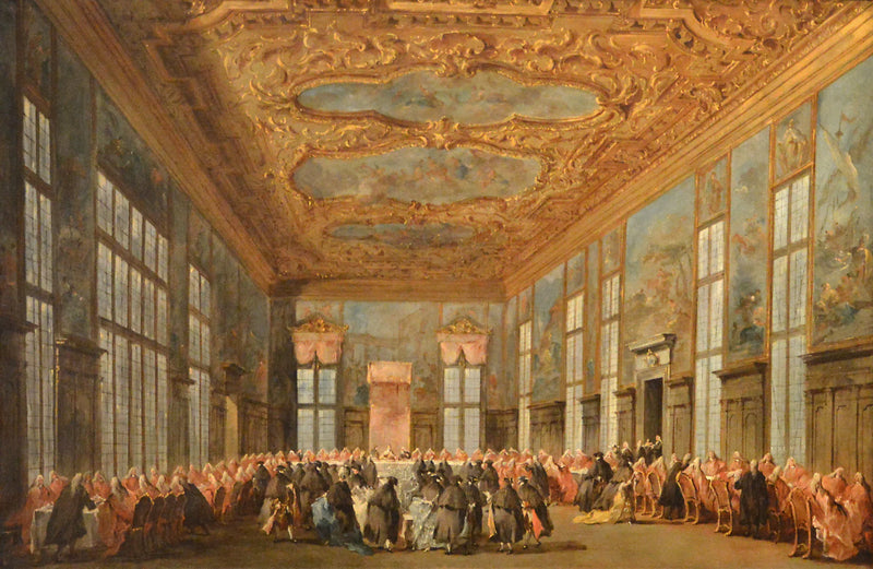 O doge de Veneza almoça com os embaixadores - Francesco Guardi