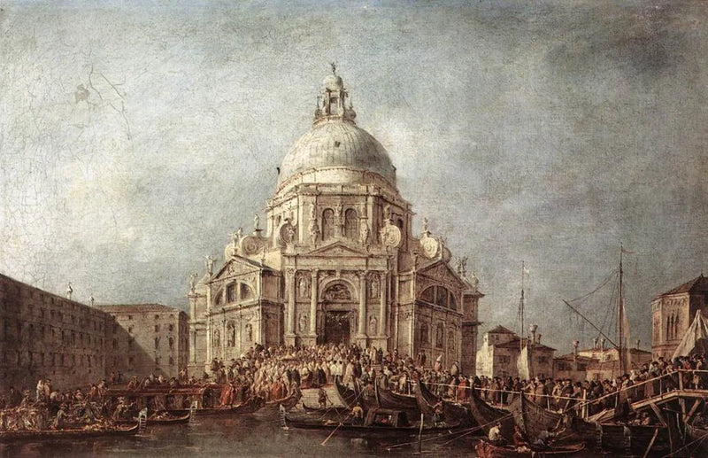 O doge de Veneza se dirige à Salute, em 21 de novembro, dia da comemoração do fim da peste de 1630 - Francesco Guardi