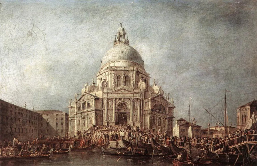 O doge de Veneza se dirige à Salute, em 21 de novembro, dia da comemoração do fim da peste de 1630 - Francesco Guardi