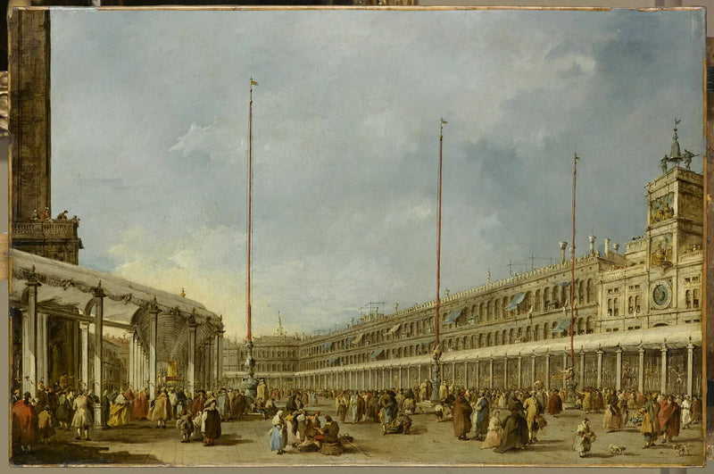 O doge de Veneza acompanha a procissão do Corpus Domini na Praça de São Marcos - Francesco Guardi