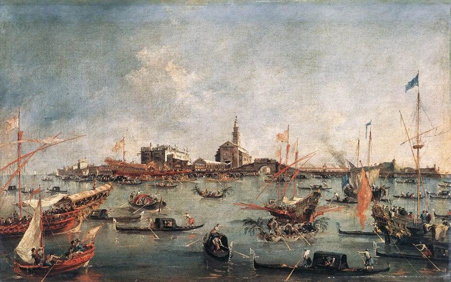O Doge de Veneza no Bucentaure em San Nicolò di Lido, no dia da Ascensão - Francesco Guardi