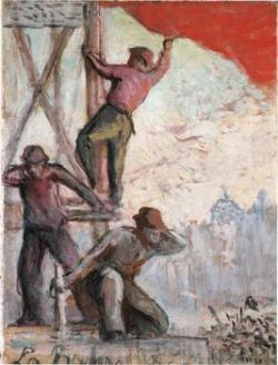 A bandeira vermelha ou a batalha sindical - Maximilien Luce