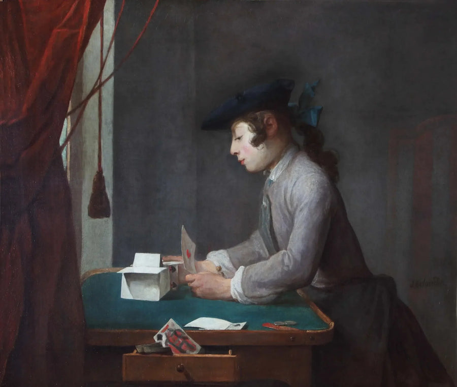 O construtor de castelos de cartas - Jean Simeón Chardin