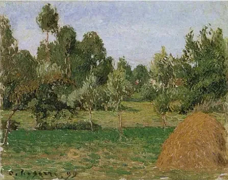 O fundo do prado em Eragny, com o monte de feno à direita - Camille Pissarro