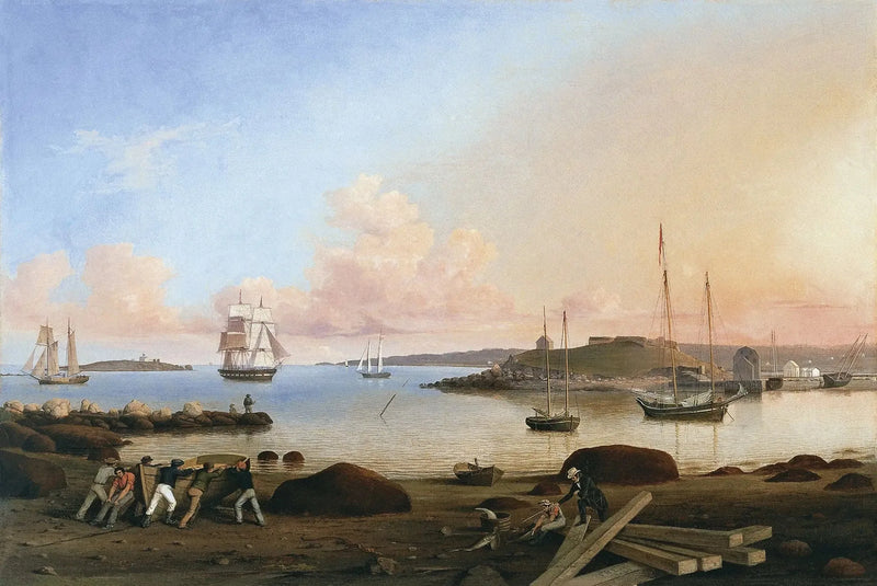 O Forte e a Ilha Ten Pound, Gloucester, Massachusetts - Fitz Henry Lane