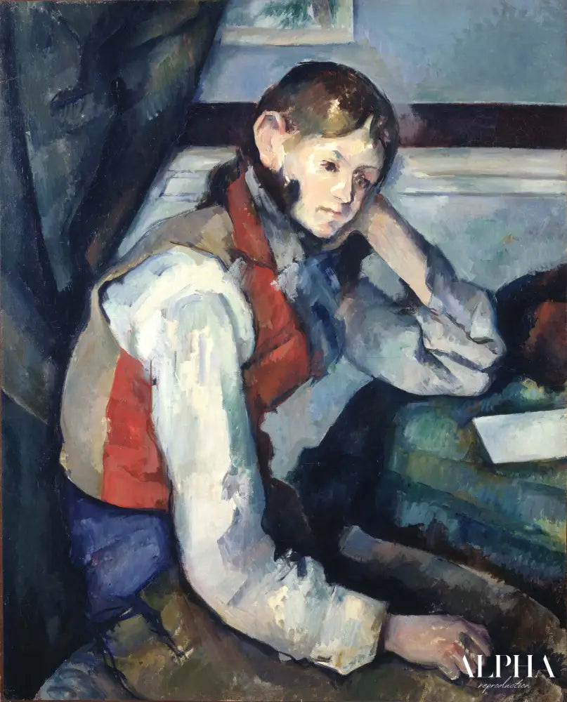 Le Garçon au Gilet Rouge - Paul Cézanne - Reproductions de tableaux et peintures haut de gamme