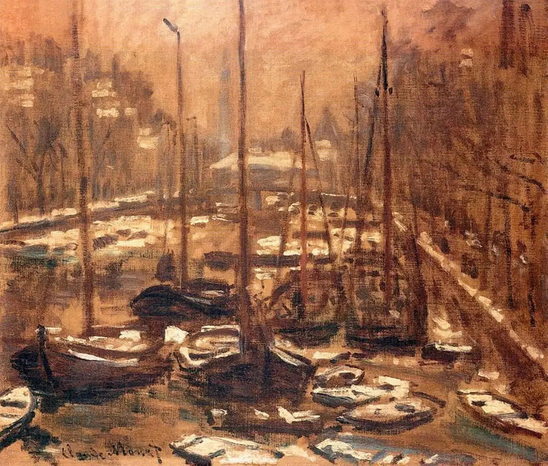 O Geldersekade em Amsterdã, inverno W300 - Claude Monet