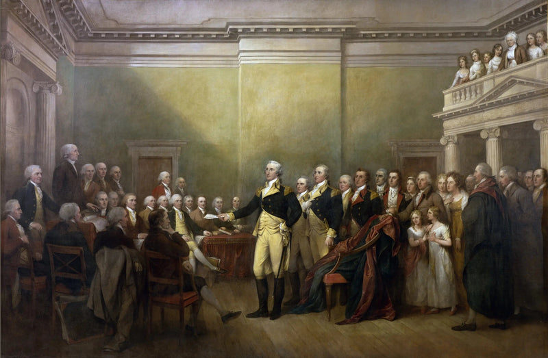 O general George Washington pede demissão de sua comissão - John Trumbull