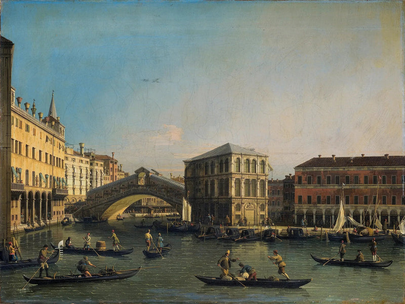 O Grande Canal com a Ponte de Rialto e o Fondaco dei Tedeschi - Canaletto