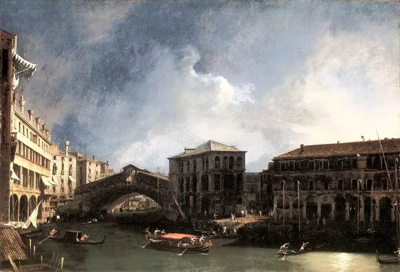 O Grande Canal perto da Ponte de Rialto - Canaletto