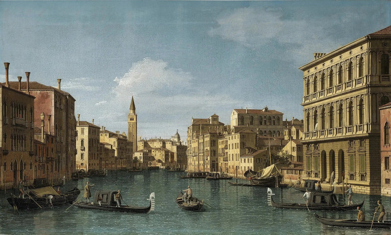 O Grande Canal, Veneza, vista noroeste desde a Ca' Corner até a Ca' Contarini degli Scrigni, com o campanário de Santa Maria della Carità - Canaletto