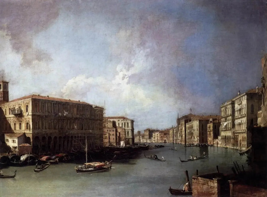 O Grande Canal, para o norte perto da ponte de Rialto - Canaletto