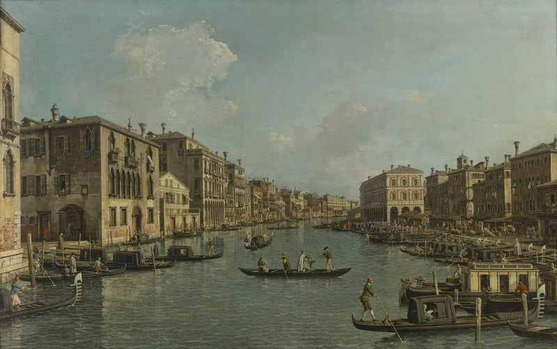 O Grande Canal visto ao sudoeste em direção à ponte de Rialto - Canaletto