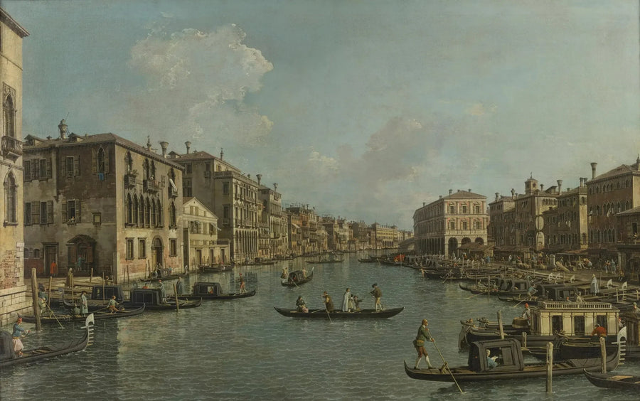 O Grande Canal visto ao sudoeste em direção à ponte de Rialto - Canaletto