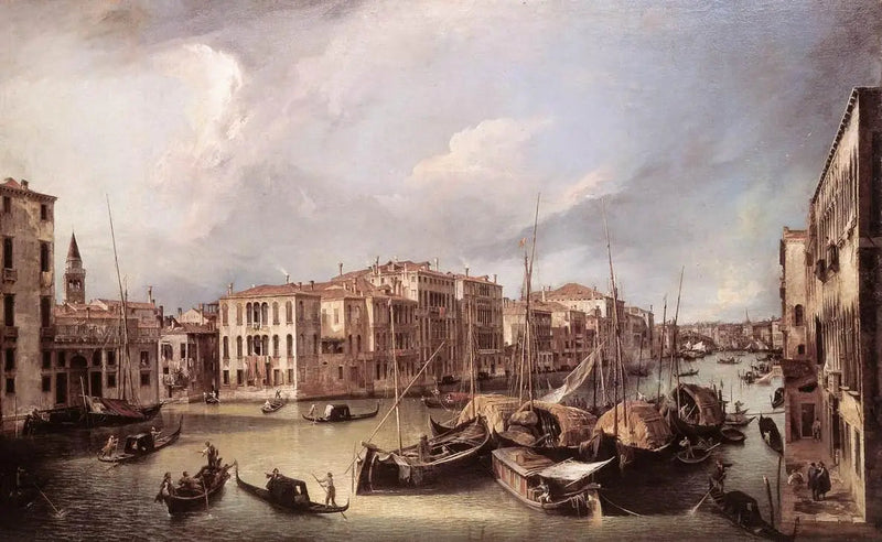 O Grande Canal visto do nordeste em direção à ponte de Rialto - Canaletto