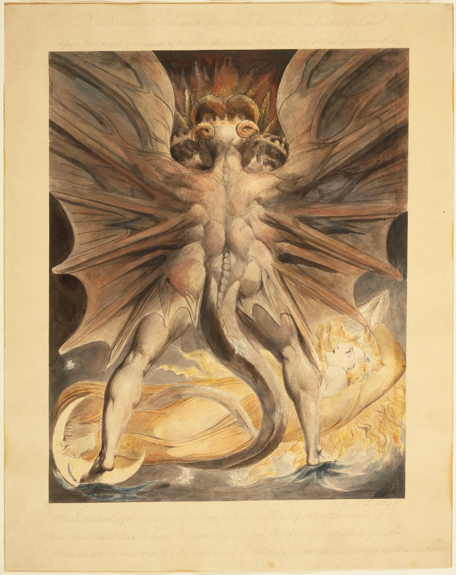 O grande dragão vermelho e a mulher vestida do sol (Apocalipse 12: 1-4) - William Blake