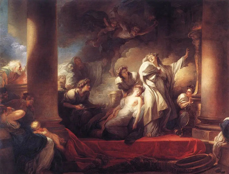 O grande sacerdote Corésus se sacrifica para salvar Callirhoé - Jean-Honoré Fragonard