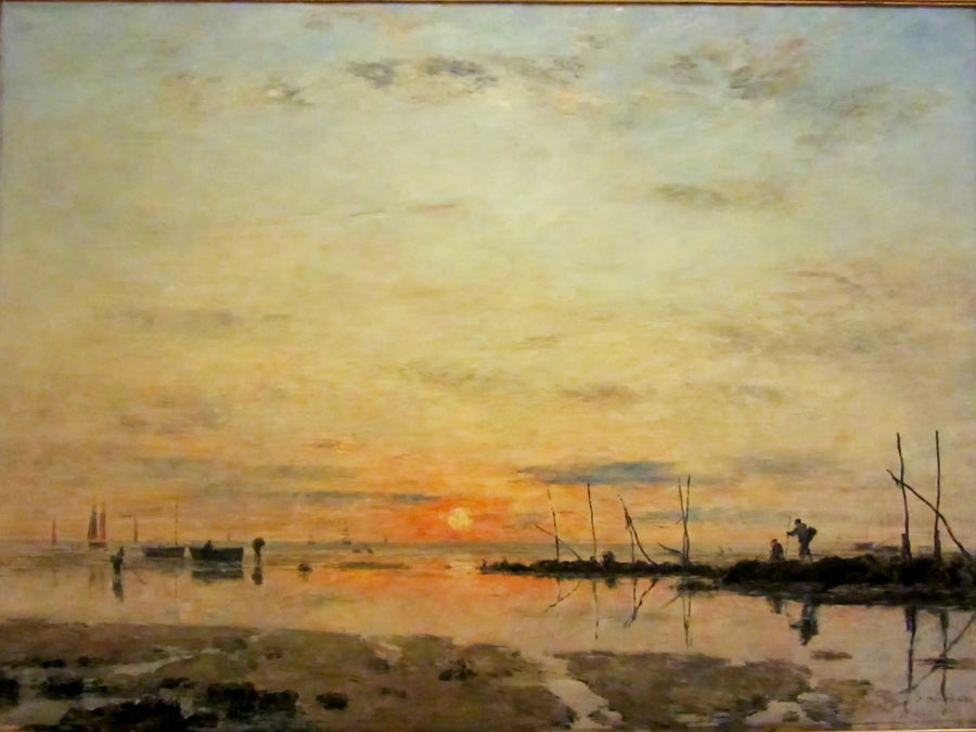 Le Havre. Pôr do sol na maré baixa - Eugène Boudin