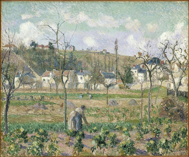 O jardim de Maubuisson, Pontoise, a mãe Bellette - Camille Pissarro