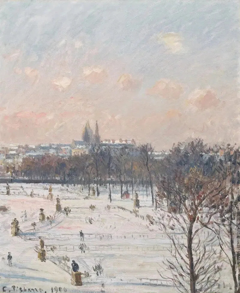 O Jardim das Tulherias, efeito de neve - Camille Pissarro