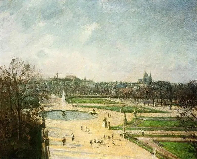 O Jardim das Tulherias, manhã, sol - Camille Pissarro