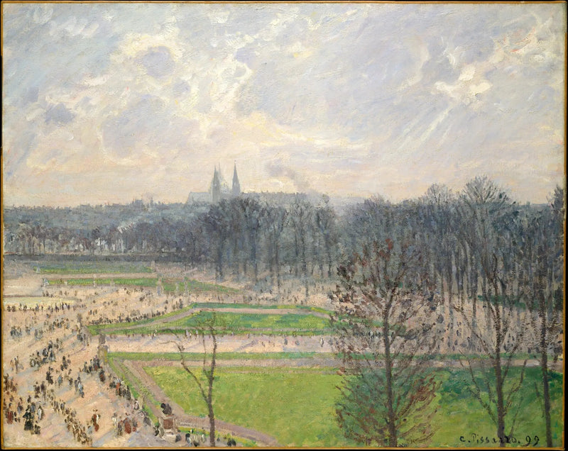 O Jardim das Tulherias em uma tarde de inverno - Camille Pissarro