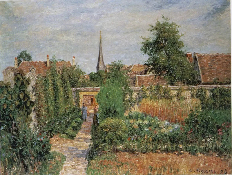 O Jardim de Horta e o Campanário de Eragny - Camille Pissarro