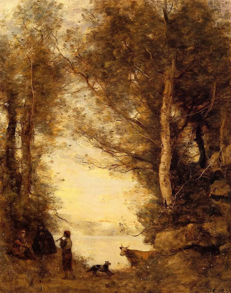 O flautista do lago Albano - Jean-Baptiste Camille Corot