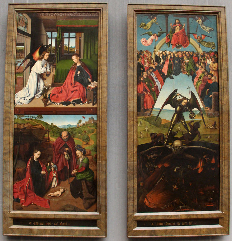 O Juízo Final, a Anunciação e o Nascimento de Cristo por Petrus Christus - Petrus Christus