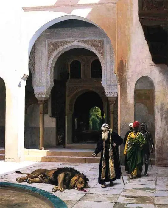 Reproduction du tableau « Le Lion maudit - Jean-Léon Gérôme » par Alpha Reproduction en peinture à l’huile