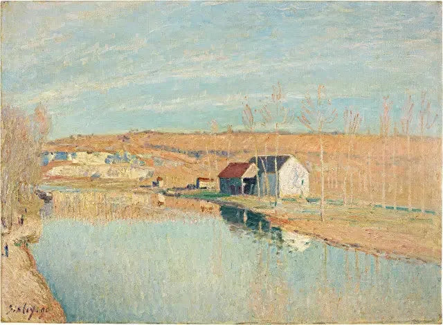 O Loing e os morros de Saint-Nicaise - Sol de Março - Alfred Sisley
