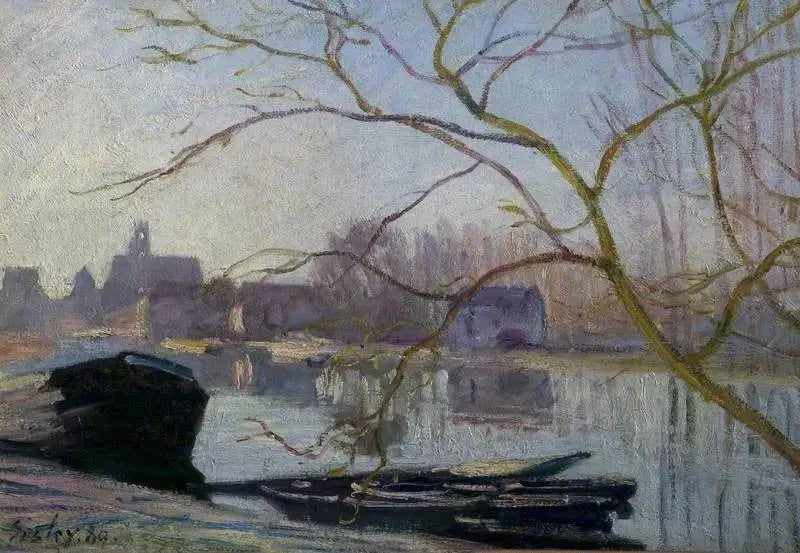 O Loing, geada branca - Alfred Sisley