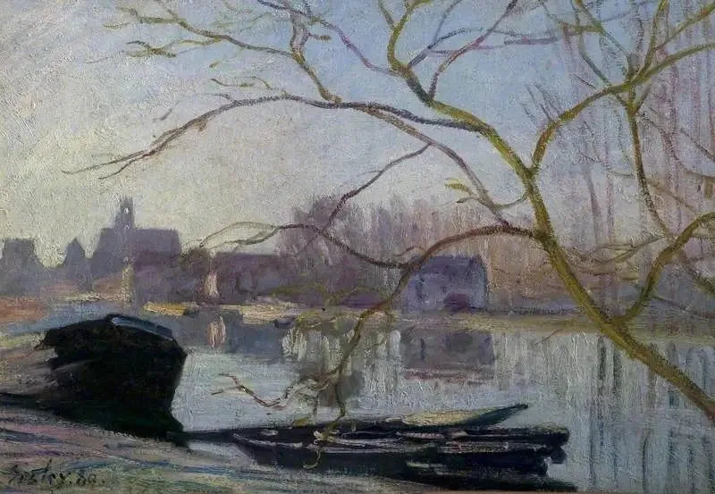 O Loing, geada branca - Alfred Sisley