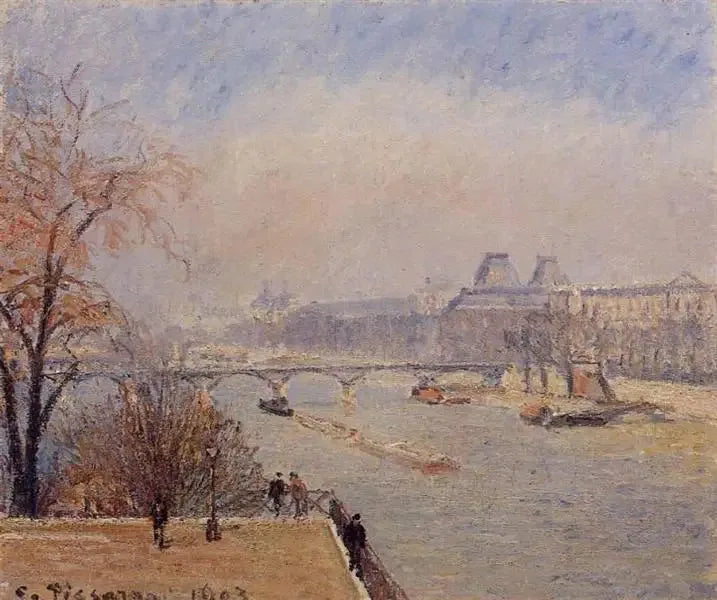 O Louvre, manhã, névoa de março - Camille Pissarro