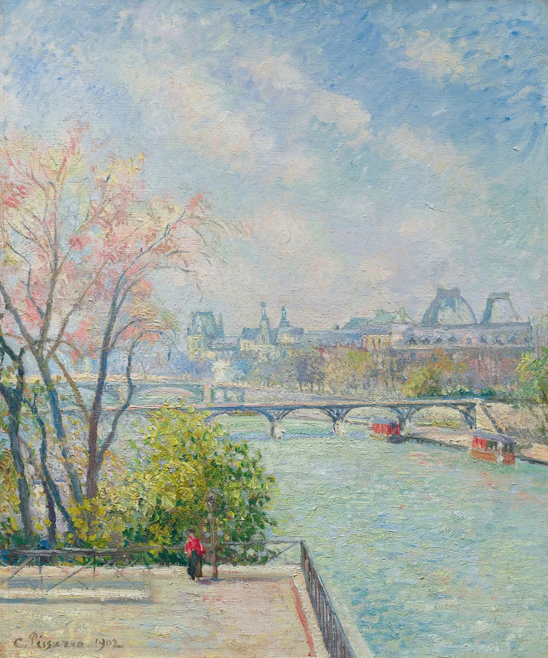 O Louvre, manhã, primavera - Camille Pissarro